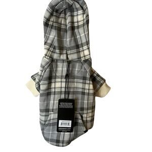 Pet Passion Rocky II Extra Plush Comfy Hoodie XXS Gray Chesterfield Plaid NWT